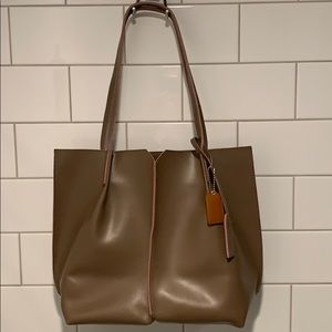Grey Genuine Leather tote